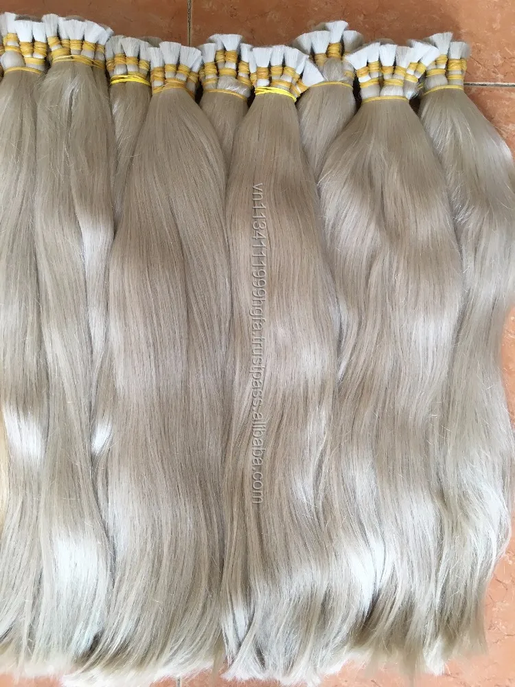 Beautiful ash blonde colour hair in bundles Russian fashionable natural hair hot trend in Europe 2017 40inches