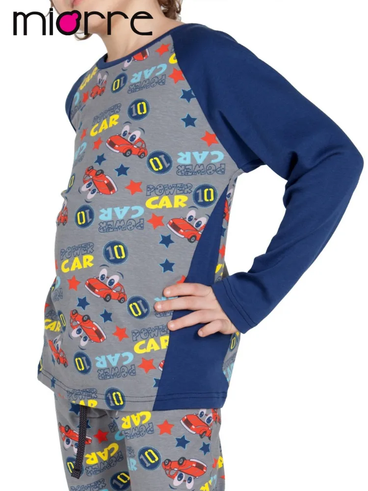 
Miorre OEM Wholesale %100 Cotton Kids Boy Funny Car Print Sleepwear Pajamas Set 