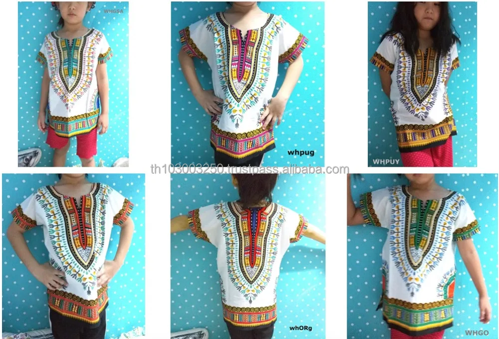 vintage KIDS kiddo HIPPIE BOHO GYPSY ART music festival African Dashik White Shirts