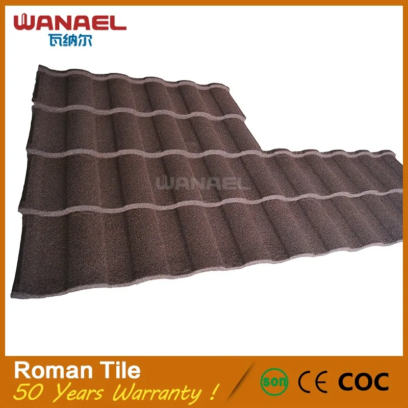 
Roman 1340X420Mm New Building Construction Materials Stone Chips Coated Steel Roof Panels 