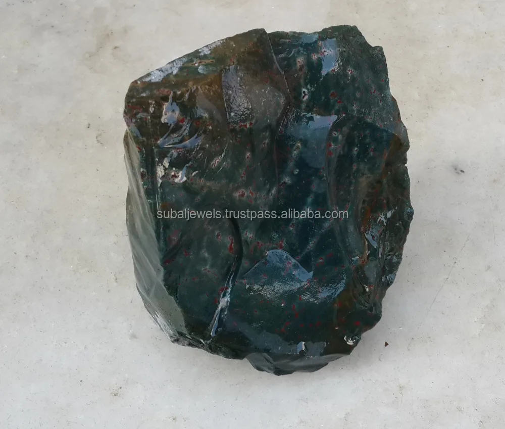 Natural Green Jasper Rough Gemstone with Slight Red Gravings Beautiful Non-treated Opaque