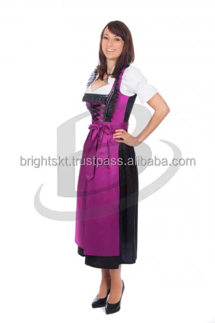 Custom Embroidery long Dirndl with blouse & apron/Trachten Dirndl Dress / Traditional Bavarian long Dress (Oktoberfest Garments)