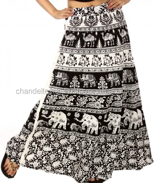 
Indian GYPSY Handmade Cotton Long Skirt Boho Wrap Around Mandala Sarong Block Print Hippie skirt Dress wholesale  (50028830298)