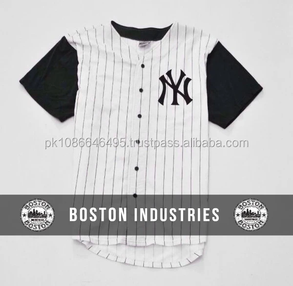 
NY белый в полоску с черным, с коротким рукавом, бейсбольная Джерси, изготовленная на заказ, бейсбольная Джерси 