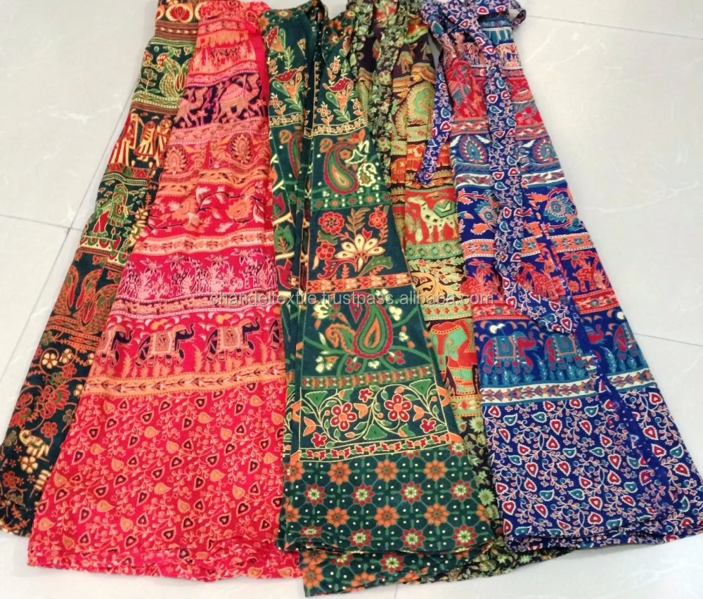 Indian Traditional Cotton maxi skirt wrap on sarong peasant boho Cotton Designer Printed Animals Wraparound Women Skirts