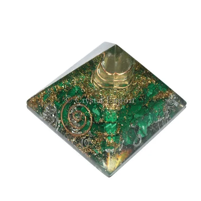Malachite Orgone Pyramids with Crystal Point : Top Quality Orgone Pyramids