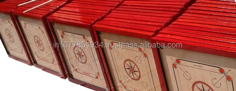 Natural wooden carrom board 4 mm plywood playing surface 29 x 29 inches hardwood border gloss coating
