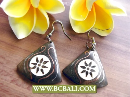 Natural Wood Sono Handmade Earrings Hand Carving Ethnic Design