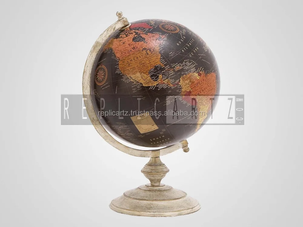 Rustic Metal Decorative Desktop World Globe World Globe Antique Decorative Desktop Globe Rotating Earth