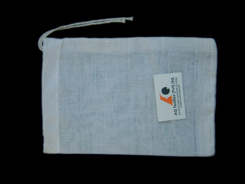 Мешок из белого муслина на шнурке-белый шнур на шнурке-Индивидуальный размер.