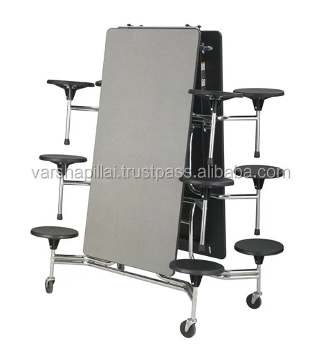 Wooden School Cafeteria Tables and Chairs With Steel Frame College Furniture Set