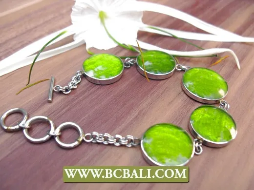 fashion bracelet stainless steel with resin handmade bali