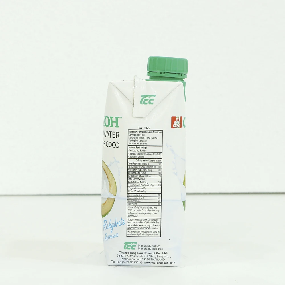 
CHAOKOH UHT Coconut Water Packed in Aseptic box (330 ml) 