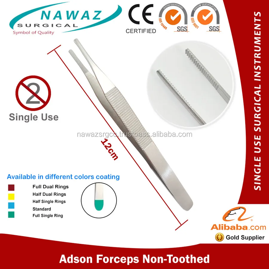 
Disposable Surgical Products Adson Forcep 12cm Non Toothed, Adson Dissecting Forceps 
