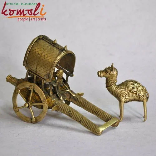 Dhokra cart miniature bronze metal sculpture for home decorative miniatures