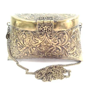 Handmade Carving clutches Vintage Handmade Brass metal shoulder clutch bag