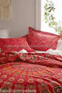 Indian Mandala Duvet Cover Doona Reversible Queen Size Flat Sheet & Matching Pillowcases Hippie Bedspread
