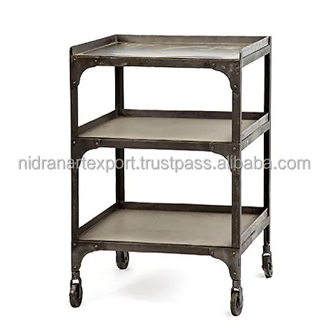 Industrial & vintage Iron Metal Hot Selling Home Furniture rustic movable book shelf with wheels
