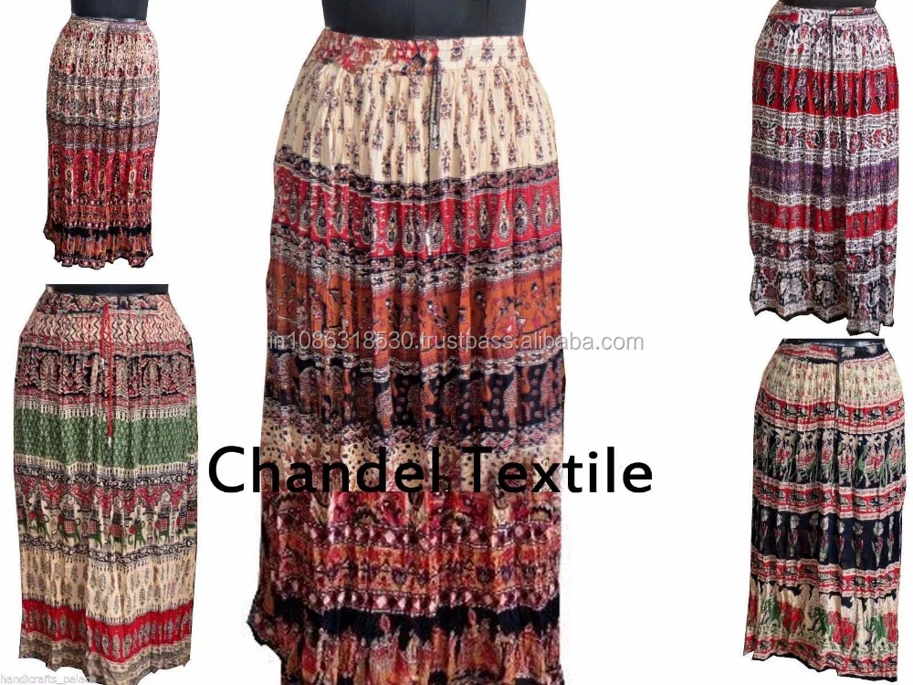 skirts printed long jupe falda floral Indian gypsy kjol Hippie Boho Gypsy Tribal Batik Animals Elastic Waist Long Skirt Dress