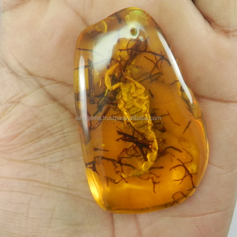 29.33 gms Synthetic Amber 40x64mm Uneven Shape Loose Gemstone for Jewelry making