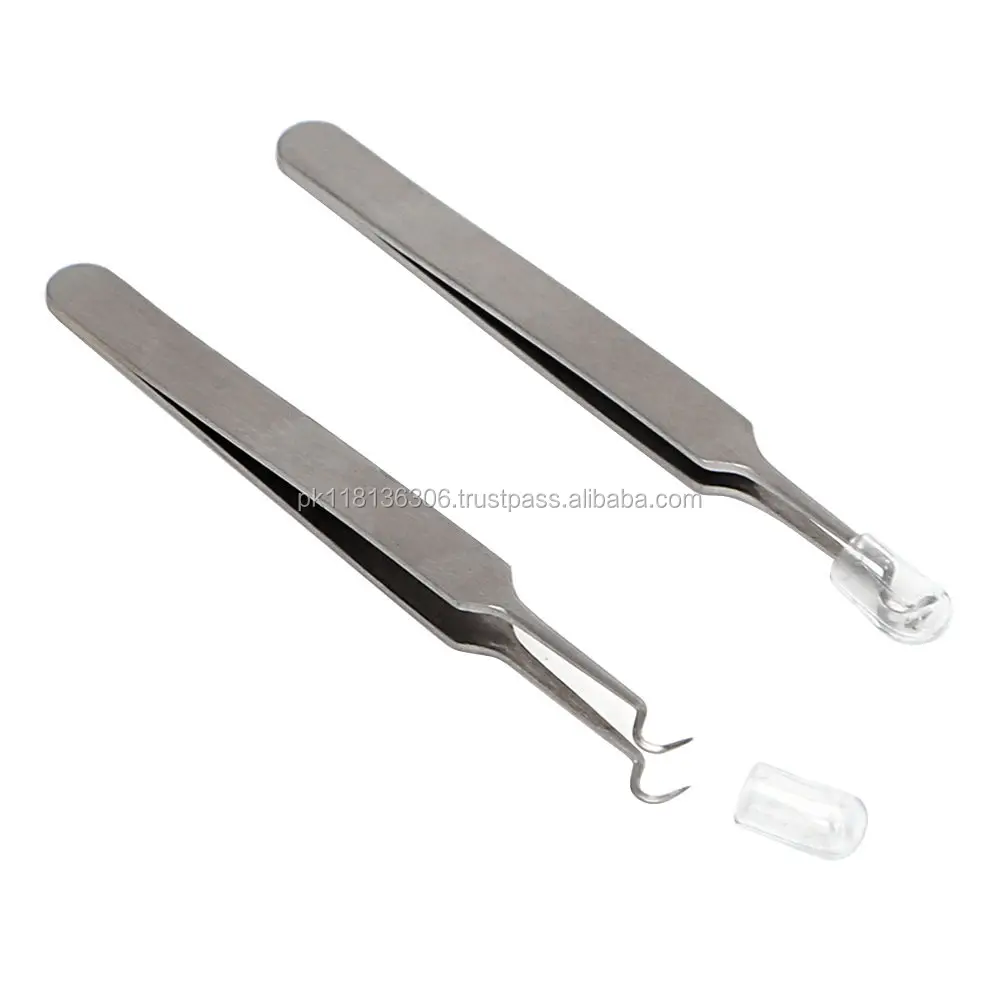 Silver Stainless Steel Slant Tip Removal Acne Blackhead Cell Tweezer Makeup Tool