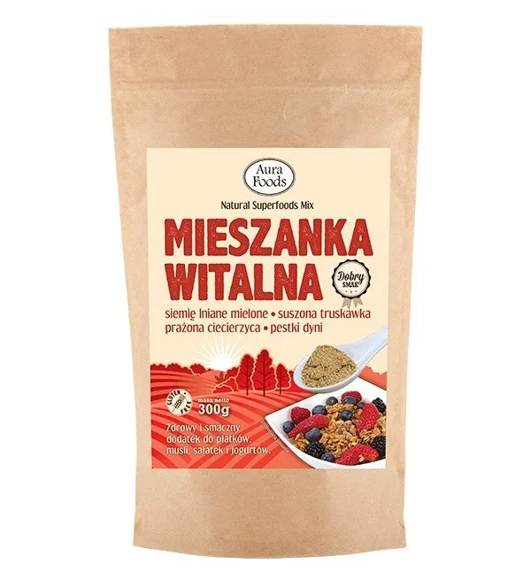 Питательная смесь (молотое льняное семя, сушеная клубника, жареный нут, семя тыквы) - 300г