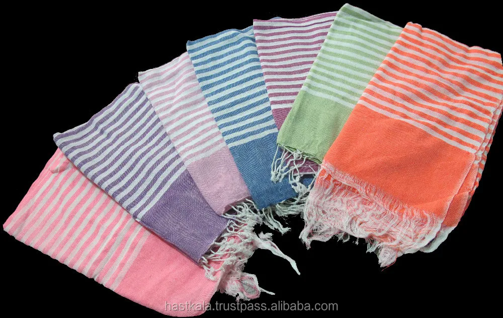 
REACH COMPLIANT AZO FREE 100% COTTON YARN DYED WOVEN HANDLOOM FOUTA TOWELS 