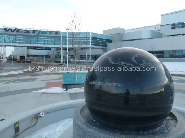 globe design black marble fountain ball