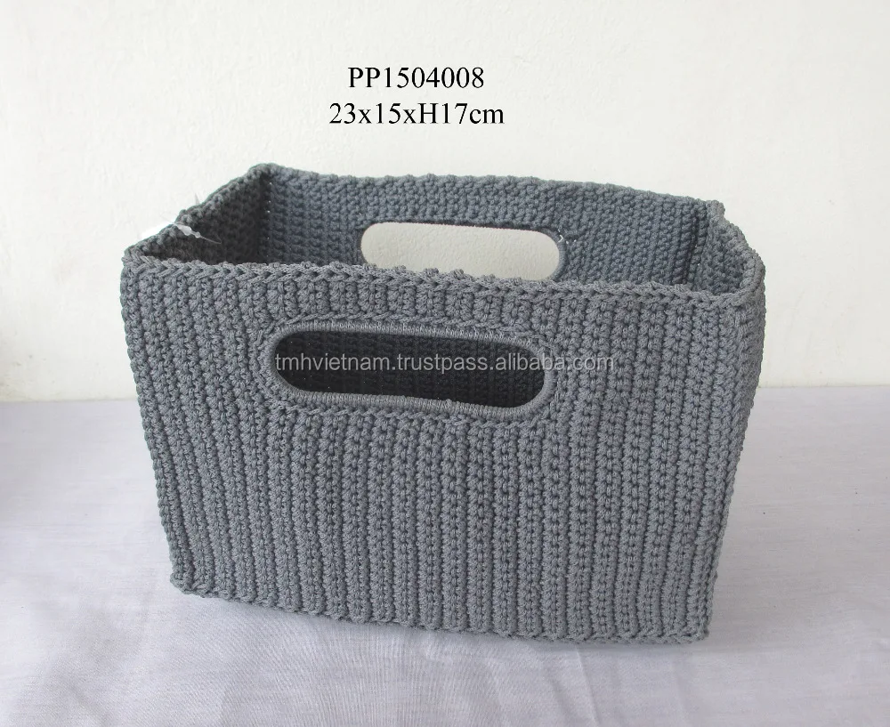 
Rect PP Crochet basket with handles  (50022917076)