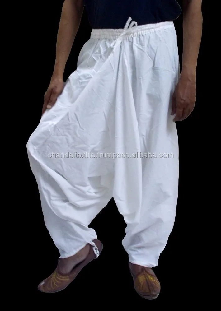 Men Cotton White Harem Pants Aladdin Trousers Afghani Yoga Boho Hippie Gypsy Jumpsuit Yoga pants Afghani Solid color wholesale