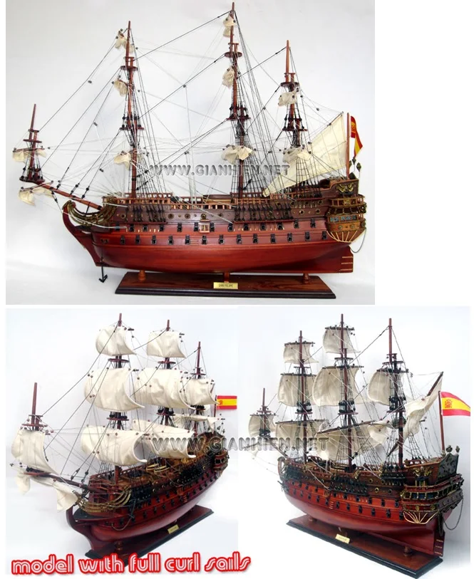 WOODEN SAN FELIPE 60cm MODEL TALL SHIP/ WOODEN TALL SHIP/ CRAFT SHIP MODEL