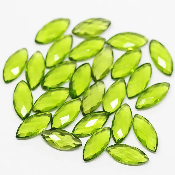 Natrual Peridot Quartz faceted marquise briolette gemstone green color making DIY jewelry beads