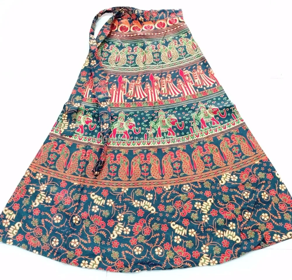 Indian Traditional Cotton maxi skirt wrap on sarong peasant boho Cotton Designer Printed Animals Wraparound Women Skirts