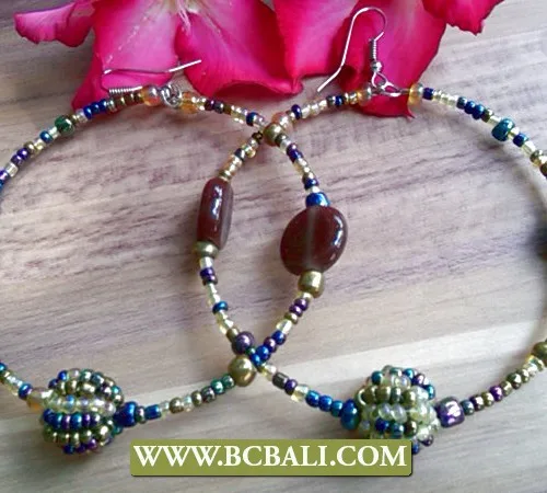 hoop earrings beads glass handmade design