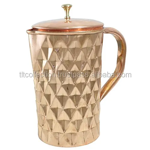 Copper Diamond Cut Tableware Water Pitcher Jug - Capacity 1420 ml Copper Pitcher New Design