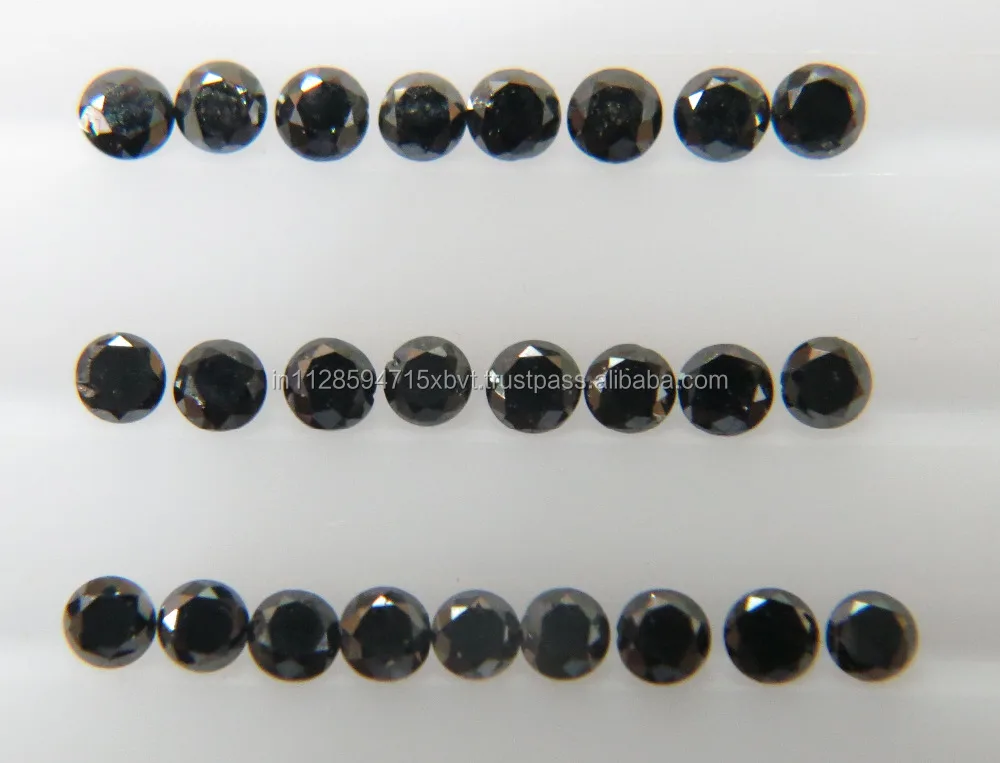 1.6-2mm Natural Loose Round Brilliant Cut Cut Fancy Black Diamonds for Setting Opaque Top Quality
