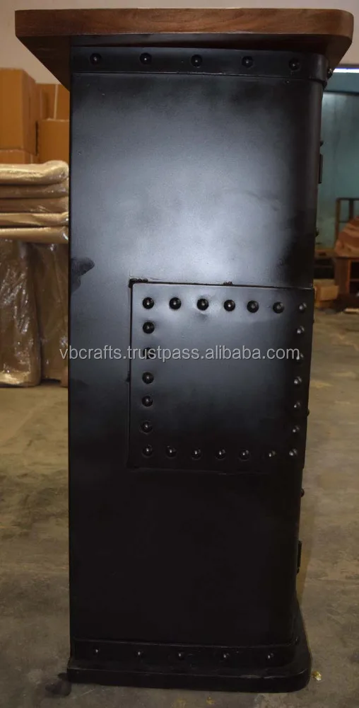 Industrial Antique American Style Metal Riveted  Mango Wood Top Extra Long Restaurant Home Bar Cafe Club Pub Bar Counter