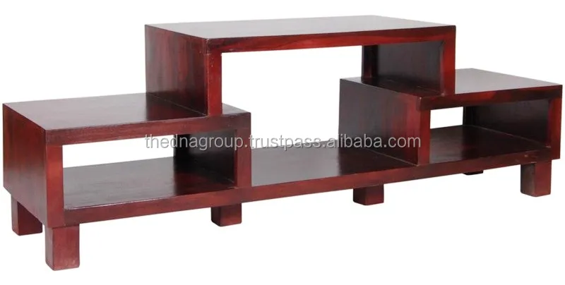 Polished Wooden TV Table With Small Showcase