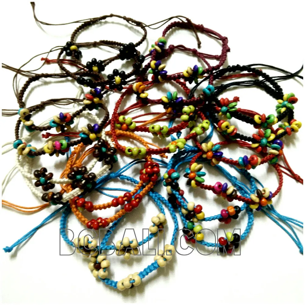 women leather hemp bracelet mix color 220 pieces free shipping