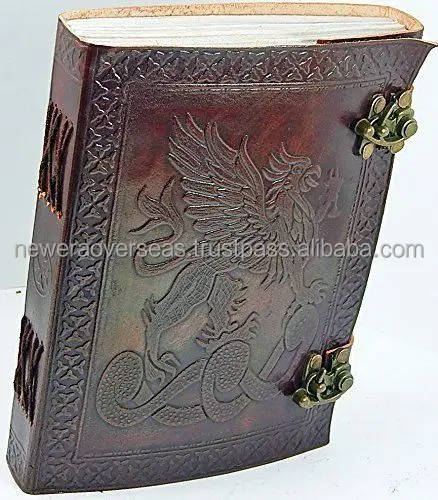 Celtic Design Fighting Griffin Genuine Leather Journal Handmade A5/A4/A6 Sketchbook with Hardcover School Office Great Him Her