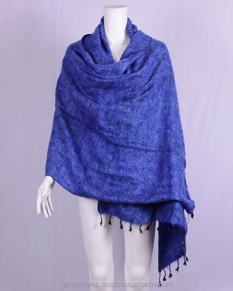 Sapphire Blue Tibetan Yak Wool Shawl HYWSM 533
