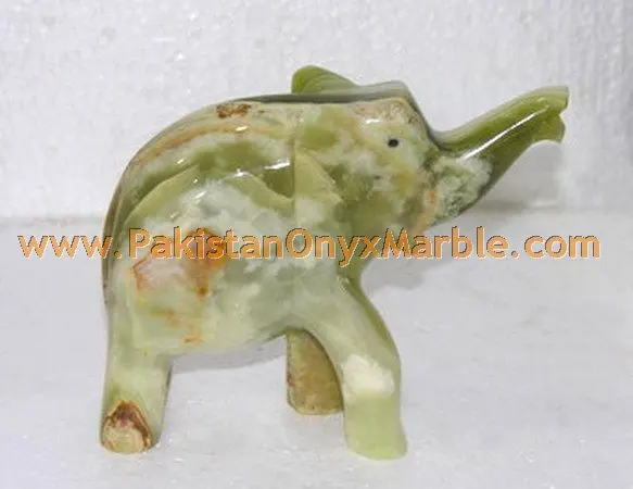 POLISHED ONYX HAND CARVED ELEPHANTS