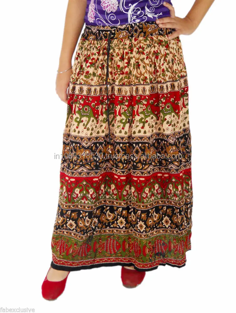 Indian Hippie Boho Gypsy Tribal Batik Animals Floral Elastic Waist Long Skirt Dress Skirt printed long jupe falda gypsy kjol