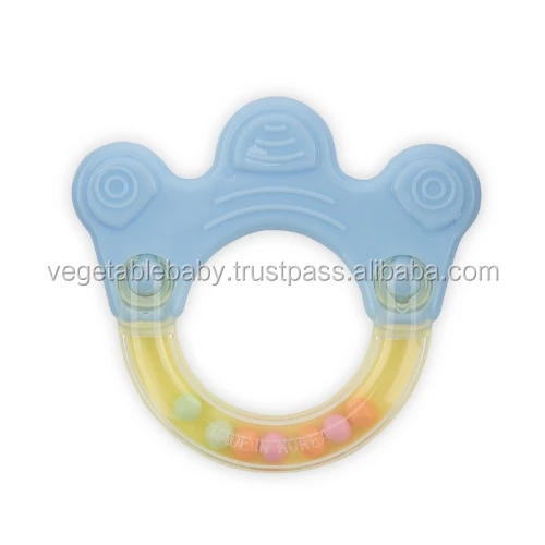 Baby Plastic Rattle Ring in Clear Colorful Beans Insert Craft Toy Soft Doll Red Blue