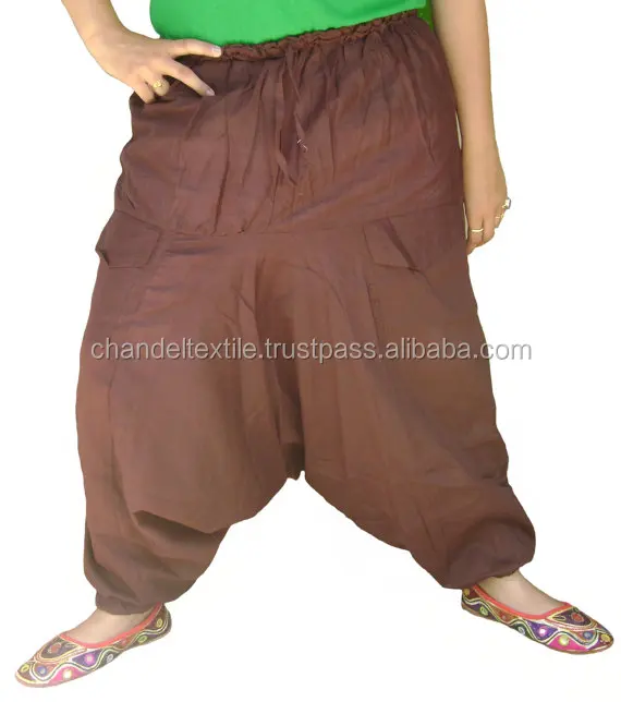 Brown Indian Men Cotton Yoga Harem Pants Aladdin Trousers Afghani Yoga Boho Hippie Gypsy solid Jumpsuit pants Afghani wholesale