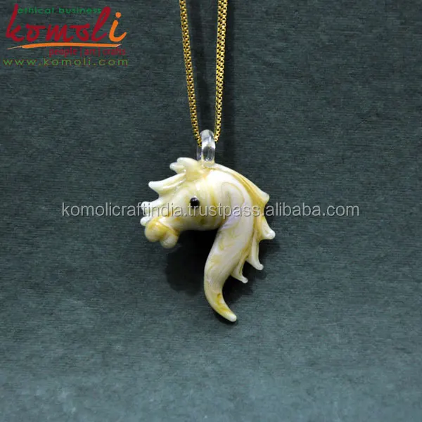 glass custom pendant abstract jewelry fashion yellow horse head animal pendant