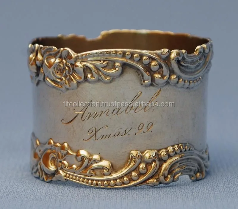 metal rose napkin rings , wholesale metal napkin holder for decoration gold embossed