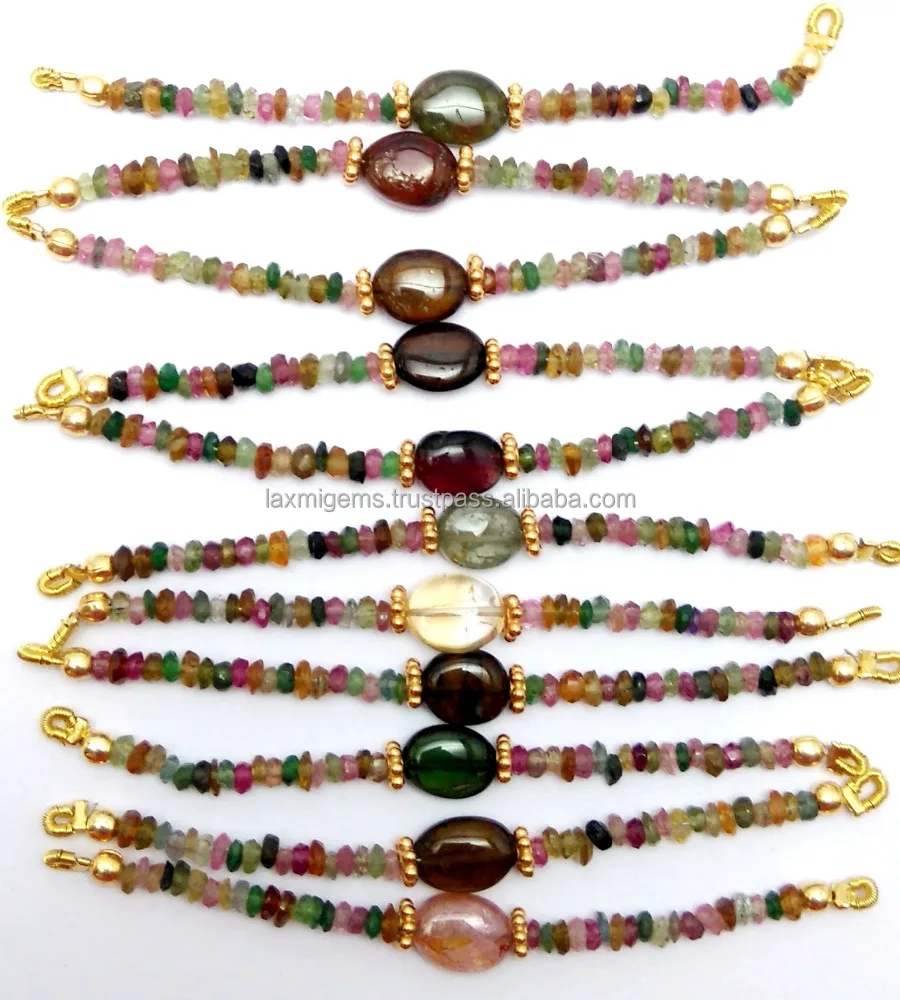 MultI Tourmaline 3 to 3.5 mm faceted gemstone bead 925 silver bracelet jewelry