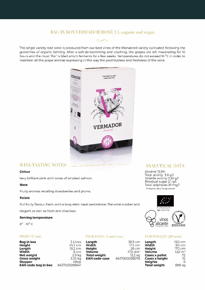 
Organic bag in box wine Vermador 