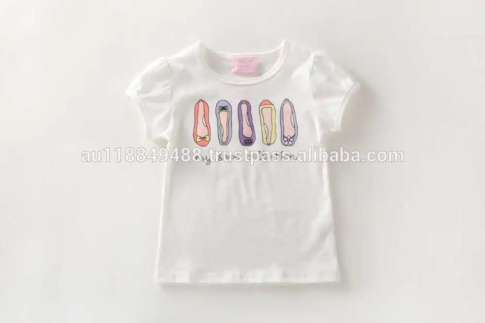 Короткие сроки OEM дизайн с коротким рукавом девушки белый обувь дамский футболка дизайн